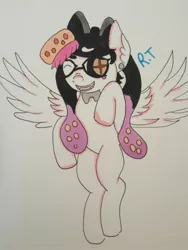 Size: 2448x3264 | Tagged: safe, artist:rainbowtashie, derpibooru import, pegasus, pony, squid, callie, crossover, nintendo, solo, splatoon, traditional art