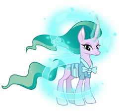 Size: 3300x3000 | Tagged: safe, artist:cheezedoodle96, derpibooru import, mistmane, dragon, pony, unicorn, campfire tales, .svg available, chinese dragon, clothes, curved horn, dragon spirit, ethereal mane, female, glowing horn, looking at you, magic, mare, simple background, solo, svg, transparent background, vector