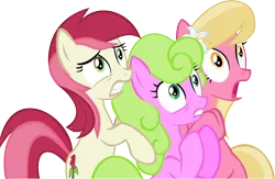 Size: 6578x4283 | Tagged: safe, artist:laberoon, derpibooru import, daisy, flower wishes, lily, lily valley, roseluck, earth pony, pony, the cutie pox, absurd resolution, female, flower trio, mare, open mouth, reaction image, scared, shocked, simple background, the horror, transparent background, trio, trio female, vector, worried