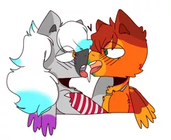 Size: 818x670 | Tagged: suggestive, artist:gabbythegriffin, derpibooru import, oc, oc:amber wing, oc:dexx, unofficial characters only, gryphon, hippogriff, clothes, futa, herm, intersex, kissing, male, simple background, socks, white background