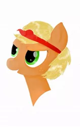 Size: 757x1201 | Tagged: safe, artist:princess-lunestia, derpibooru import, applejack, earth pony, pony, alternate hairstyle, bandana, bust, female, mare, short hair, short mane, simple background, solo, white background