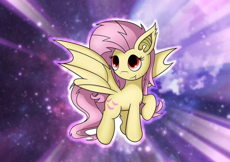 Size: 3508x2480 | Tagged: safe, artist:conniethecasanova, artist:flamevulture17, derpibooru import, edit, fluttershy, bat pony, pony, cute, fangs, female, flutterbat, high res, race swap, shyabates, shyabetes, solo, wallpaper, wallpaper edit