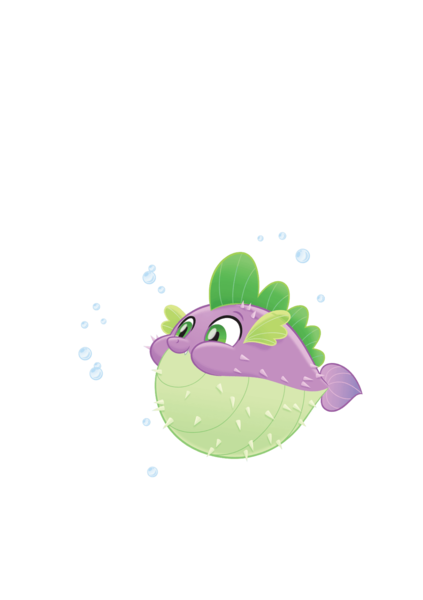 Size: 1128x1600 | Tagged: derpibooru import, inflation, male, my little pony: the movie, puffer fish, safe, simple background, solo, species swap, spike, spike the pufferfish, transparent background