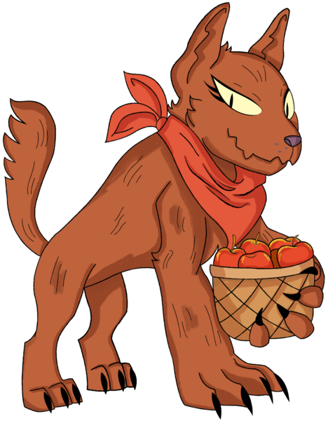 Size: 900x1154 | Tagged: adopted offspring, apple, artist:dbkit, bandana, basket, claws, commission, derpibooru import, diamond dog, food, next generation, oc, oc:rosy, parent:applejack, safe, unofficial characters only