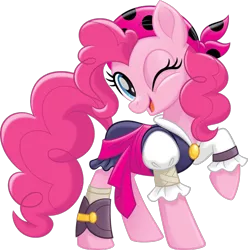 Size: 977x983 | Tagged: safe, derpibooru import, pinkie pie, earth pony, pony, my little pony: the movie, bandana, clothes, female, mare, one eye closed, pirate, pirate pinkie pie, simple background, solo, transparent background, wink