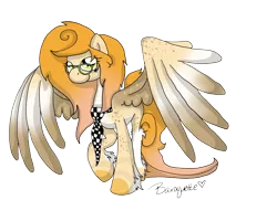 Size: 4000x3200 | Tagged: safe, artist:baroquette, derpibooru import, oc, oc:alani, unofficial characters only, pegasus, pony, freckles, glasses, necktie, shoulder freckles, simple background, smiling, solo, transparent background, unshorn fetlocks