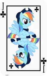 Size: 3809x6062 | Tagged: safe, artist:ironm17, derpibooru import, part of a set, rainbow dash, pegasus, pony, card, female, grin, hat, jack of clubs, mare, playing card, smiling, vector