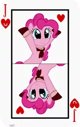 Size: 3809x6062 | Tagged: safe, artist:ironm17, derpibooru import, part of a set, pinkie pie, pony, bandana, card, jack of hearts, jewelry, playing card, smiling, solo, vector