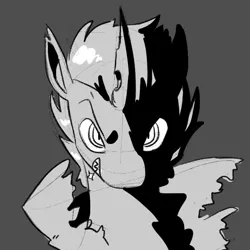 Size: 700x700 | Tagged: artist:goat train, bust, changeling, changeling oc, derpibooru import, grayscale, grin, monochrome, oc, oc:king regal, safe, sketch, smiling, solo, unofficial characters only