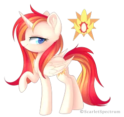 Size: 2920x2742 | Tagged: safe, artist:scarlet-spectrum, derpibooru import, oc, unofficial characters only, alicorn, pony, alicorn oc, commission, cutie mark background, female, mare, raised hoof, simple background, solo, transparent background
