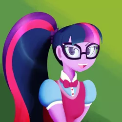 Size: 2000x2000 | Tagged: safe, artist:7los7, derpibooru import, sci-twi, twilight sparkle, equestria girls, clothes, female, glasses, open mouth, smiling, solo