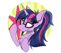 Size: 800x699 | Tagged: safe, artist:dangercloseart, derpibooru import, sci-twi, twilight sparkle, ponified, pony, unicorn, chest fluff, equestria girls ponified, female, icon, mare, simple background, smiling, solo, transparent background, unicorn sci-twi