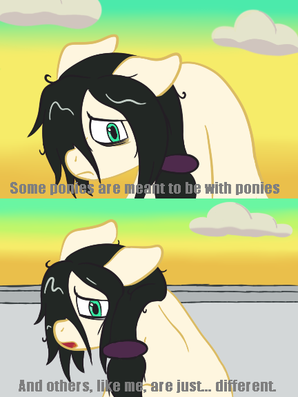 Size: 432x576 | Tagged: safe, artist:scraggleman, derpibooru import, oc, oc:floor bored, unofficial characters only, earth pony, pony, /mlp/, 4chan, cloud, dialogue, female, hey arnold, mare, open mouth, parody, pigeon man, ponytail, sad, scene parody, solo