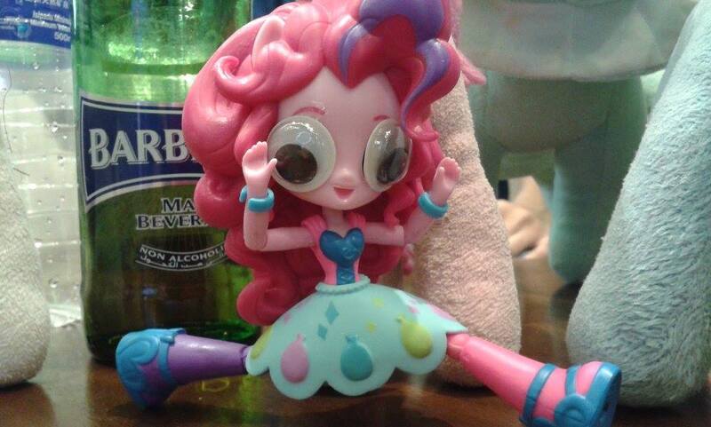 Size: 1024x616 | Tagged: safe, derpibooru import, photographer:aemantaslim, pinkie pie, equestria girls, doll, equestria girls minis, eqventures of the minis, googly eyes, irl, photo, rainbow rocks outfit, silly human, toy