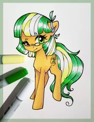 Size: 900x1165 | Tagged: safe, artist:felcia, derpibooru import, oc, oc:star stitcher, unofficial characters only, pony, glasses, solo, traditional art