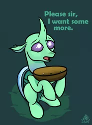 Size: 5000x6751 | Tagged: absurd resolution, artist:poecillia-gracilis19, changedling, changeling, cute, cuteling, derpibooru import, food, oliver twist, safe, soup, soupling, that changeling sure does love soup, to change a changeling