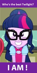 Size: 446x872 | Tagged: safe, derpibooru import, sci-twi, twilight sparkle, eqg summertime shorts, equestria girls, subs rock, best human, cute, glasses, solo, twiabetes