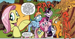 Size: 2148x1120 | Tagged: safe, artist:andypriceart, derpibooru import, idw, applejack, fluttershy, pinkie pie, rainbow dash, rarity, twilight sparkle, twilight sparkle (alicorn), alicorn, pony, spoiler:comic, spoiler:comic03, bad advice fluttershy, circle of life, comic, cringing, exploitable meme, grossed out, hoof over mouth, implied death, mane six, meme origin, nature is so fascinating, nightmare fuel, official comic, origins, puffy cheeks, shrunken pupils, thousand yard stare, tongue out, varying degrees of want, you know for kids