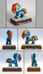 Size: 984x1675 | Tagged: safe, artist:ubrosis, derpibooru import, rainbow dash, pony, alternate timeline, amputee, apocalypse dash, augmented, crystal war timeline, prosthetic limb, prosthetic wing, prosthetics, sculpture, traditional art