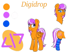 Size: 1280x914 | Tagged: safe, artist:fluttair, derpibooru import, oc, oc:digidrop, unofficial characters only, pony, clothes, female, reference sheet, simple background, socks, solo, striped socks, transparent background