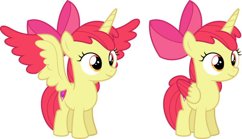 Size: 11137x6400 | Tagged: safe, artist:parclytaxel, derpibooru import, apple bloom, alicorn, pony, .svg available, absurd resolution, alicornified, bloomicorn, colored wings, colored wingtips, female, filly, race swap, simple background, smiling, solo, transparent background, two toned wings, vector