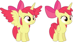 Size: 11137x6400 | Tagged: safe, artist:parclytaxel, derpibooru import, apple bloom, alicorn, pony, .svg available, absurd resolution, alicornified, bloomicorn, colored wings, colored wingtips, female, filly, race swap, simple background, smiling, solo, transparent background, two toned wings, vector