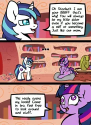 Size: 1280x1760 | Tagged: suggestive, artist:slavedemorto, derpibooru import, shining armor, twilight sparkle, twilight sparkle (alicorn), alicorn, unicorn, comic:candybits 2.1, ..., comic, dat face, derp, derp face, duo, female, golden oaks library, heavy breathing, implied twilight velvet, looking at each other, male, smiling