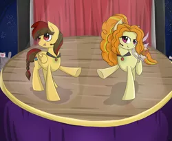 Size: 2720x2234 | Tagged: safe, artist:violentdreamsofmine, derpibooru import, adagio dazzle, oc, oc:needle, pegasus, pony, female, high res, mare, stage