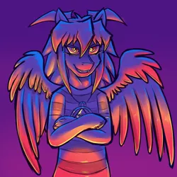 Size: 1440x1440 | Tagged: safe, artist:deyogee, derpibooru import, ponified, pony, semi-anthro, baphomet, clothes, crossed arms, crossover, solo, unshorn fetlocks, yami bakura, yu-gi-oh!