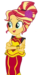 Size: 377x717 | Tagged: safe, derpibooru import, screencap, sunset shimmer, dance magic, equestria girls, spoiler:eqg specials, alternate hairstyle, bracelet, clothes, cropped, dress, female, flamenco, flower