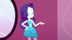 Size: 1280x720 | Tagged: safe, derpibooru import, screencap, rarity, eqg summertime shorts, equestria girls, make up shake up, fall formal outfits, solo