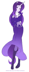 Size: 1346x3252 | Tagged: anthro, artist:pyrus-leonidas, clothes, daughter, derpibooru import, dress, female, oc, oc:amethyst, offspring, parent:rarity, plantigrade anthro, safe, simple background, solo, transparent background, unofficial characters only