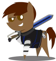 Size: 1065x1169 | Tagged: safe, artist:darksoma, derpibooru import, oc, oc:liam king, unofficial characters only, pony, caim, cocky, crossover, drag-on dragoon, drakengard, pointy ponies, simple background, solo, sword, transparent background, vector, weapon, yoko taro