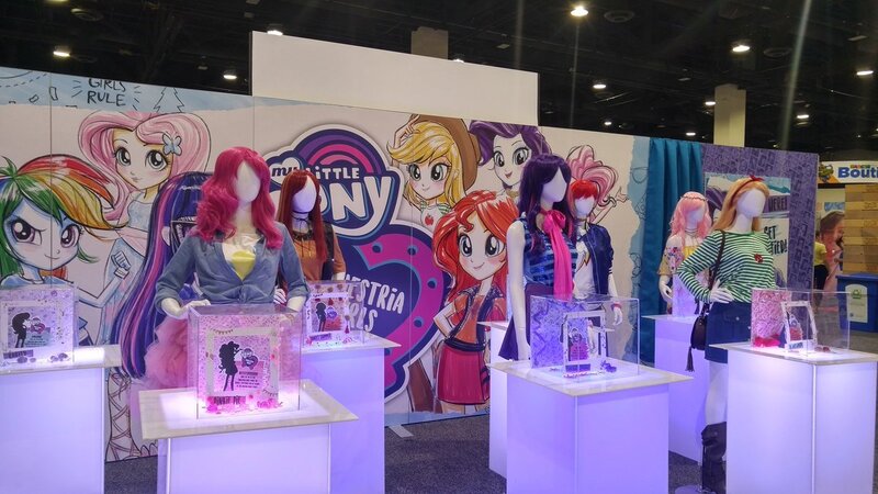 Size: 1200x675 | Tagged: safe, artist:ritalux, derpibooru import, applejack, fluttershy, pinkie pie, rainbow dash, rarity, sci-twi, sunset shimmer, twilight sparkle, equestria girls, equestria girls series, clothes, equestria girls logo, hascon, irl, mane six, mannequin, photo, silhouette