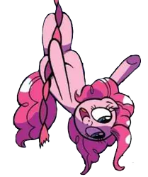 Size: 274x327 | Tagged: safe, artist:brendahickey, derpibooru import, edit, idw, pinkie pie, pony, legends of magic, spoiler:comic, background removed, simple background, solo, transparent background, upside down