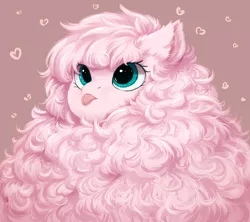 Size: 1024x908 | Tagged: safe, artist:peachmayflower, derpibooru import, oc, oc:fluffle puff, unofficial characters only, earth pony, pony, :p, cute, female, fluffy, heart, mare, maximum floof, mlem, ocbetes, solo, tongue out