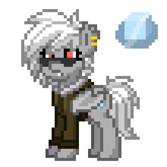 Size: 550x550 | Tagged: safe, artist:radical user 76, derpibooru import, oc, oc:whiteout, unofficial characters only, bat pony, pony, pony town, aviators, bomber jacket, ice, piercing, pixel art, simple background, solo, transparent background