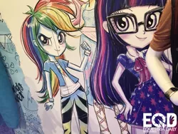 Size: 1333x1000 | Tagged: safe, artist:ritalux, derpibooru import, fluttershy, rainbow dash, sci-twi, twilight sparkle, equestria daily, equestria girls, equestria girls series, concept art, eqg promo pose set, glasses, hascon, official art