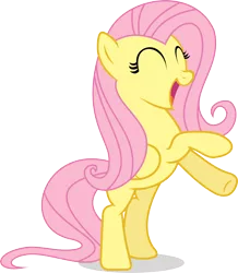 Size: 3182x3656 | Tagged: safe, artist:hornflakes, derpibooru import, fluttershy, pegasus, pony, putting your hoof down, cute, eyes closed, female, happy, high res, mare, new fluttershy, open mouth, rearing, shyabetes, simple background, smiling, solo, transparent background, vector