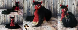 Size: 2543x1000 | Tagged: safe, artist:essorille, derpibooru import, oc, oc:losian, unofficial characters only, earth pony, pony, impossibly long tail, irl, male, photo, plushie, red and black oc, stallion