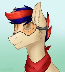 Size: 4500x5000 | Tagged: absurd resolution, artist:xanderserb, bandana, bust, colt, derpibooru import, goggles, male, oc, oc:zephyr leaf, portrait, safe, smiling, solo, unofficial characters only