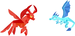 Size: 8877x4215 | Tagged: absurd resolution, artist:chrzanek97, changedling, changeling, claws, derpibooru import, dragon, dragoness, dragon wings, fangs, female, flying, horns, king thorax, lineless, male, minimalist, modern art, princess ember, safe, simple background, solo, spread wings, thorax, transparent background, triple threat, vector, wings