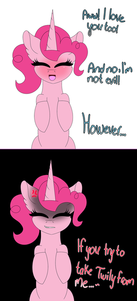 Size: 1280x2805 | Tagged: safe, artist:tomboygirl45, derpibooru import, pinkie pie, alicorn, pony, princessponk, alicornified, ask, blushing, jealous, pinkiecorn, race swap, solo, tumblr, xk-class end-of-the-world scenario