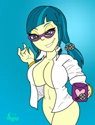Size: 2496x3280 | Tagged: suggestive, artist:missmagnificence, derpibooru import, juniper montage, equestria girls, mirror magic, movie magic, spoiler:eqg specials, bottomless, breasts, busty juniper montage, censored, clothes, coffee mug, female, glasses, mug, nudity, partial nudity, shirt, solo, solo female, strategically covered, stupid sexy juniper montage, teasing