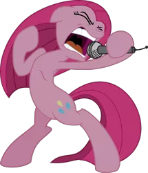 Size: 6497x7569 | Tagged: safe, artist:ceehoff, artist:patec, derpibooru import, pinkie pie, pony, .svg available, absurd resolution, bipedal, microphone, pinkamena diane pie, simple background, singing, solo, transparent background, vector