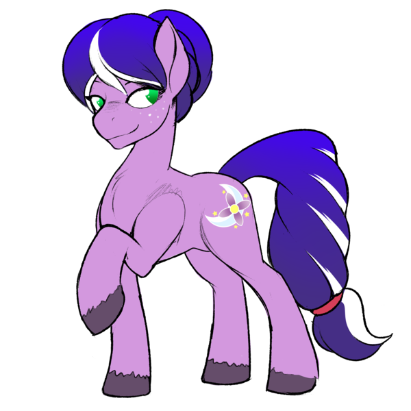 Size: 3000x3000 | Tagged: safe, artist:marik azemus34, derpibooru import, oc, oc:crescent petals, unofficial characters only, earth pony, pony, colored, freckles, full body, hair bun, parent:oc:sentinel shield, parent:princess luna, raised hoof, reference sheet, sketch, solo, tail band