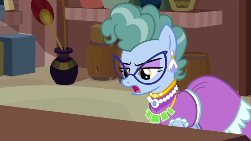 Size: 1366x768 | Tagged: safe, derpibooru import, screencap, mrs. trotsworth, pony, daring done?, angry, background pony, cute, inn keeper, somnambula resident