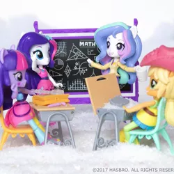 Size: 1080x1080 | Tagged: safe, derpibooru import, applejack, princess celestia, rarity, twilight sparkle, equestria girls, doll, equestria girls minis, eqventures of the minis, irl, photo, principal celestia, rainbow rocks outfit, toy