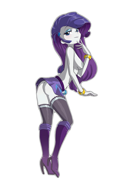 Size: 2106x3108 | Tagged: questionable, artist:thebrokencog, derpibooru import, edit, rarity, equestria girls, ass, boots, bottomless, bracelet, breasts, clothes, eyeshadow, female, high heel boots, jewelry, latex, latex boots, lip bite, looking at you, makeup, nipples, no panties, no underwear, nude edit, nudity, partial nudity, raised leg, rearity, shoes, simple background, skirt, skirt lift, smiling, socks, solo, solo female, stockings, sultry pose, thigh highs, topless, transparent background, upskirt