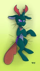 Size: 1800x3200 | Tagged: artist:spindlespice, blushing, body pillow, body pillow design, changedling, changeling, derpibooru import, lying down, pharynx, prince pharynx, safe, side, solo, to change a changeling